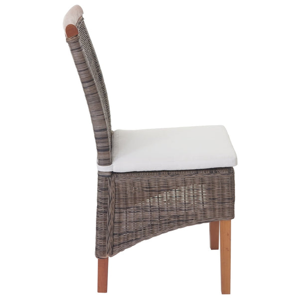 2er-Set Rattan Esszimmerstühle mit Sitzkissen