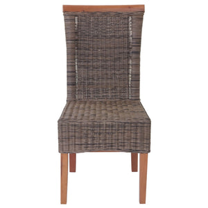 2er-Set Rattan Esszimmerstühle Küchenstühle ohne Sitzkissen