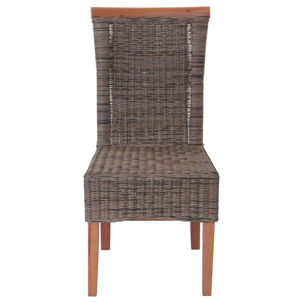 2er-Set Rattan Esszimmerstühle Küchenstühle ohne Sitzkissen