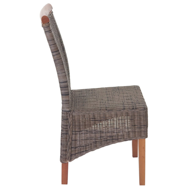 2er-Set Rattan Esszimmerstühle Küchenstühle ohne Sitzkissen