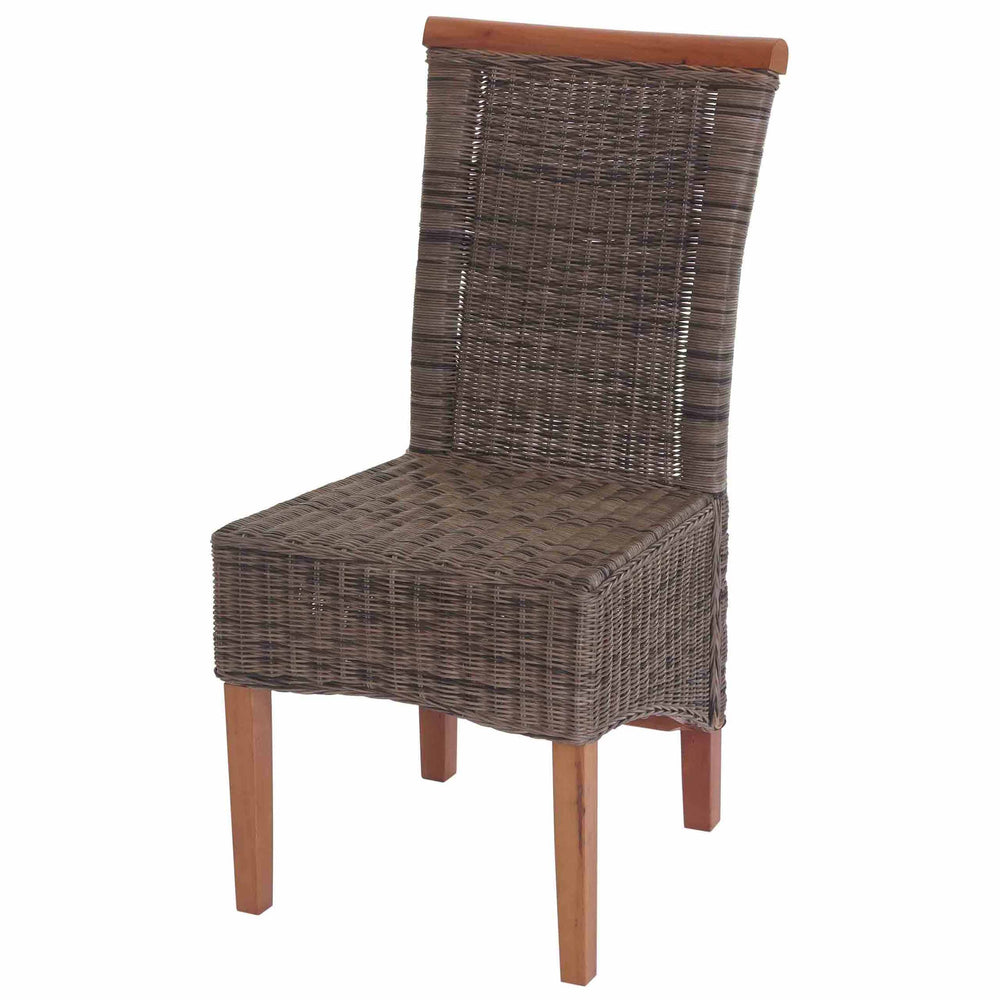 2er-Set Rattan Esszimmerstühle Küchenstühle ohne Sitzkissen
