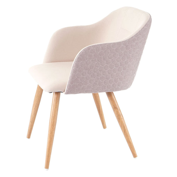 2er-Set Esszimmerstühle Retro Design mit Armlehnen Stoff creme-beige