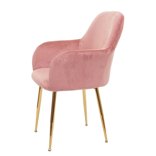 2er-Set Esszimmerstühle Retro Design Samt goldene Beine altrosa