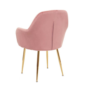 2er-Set Esszimmerstühle Retro Design Samt goldene Beine altrosa