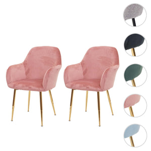 2er-Set Esszimmerstühle Retro Design Samt goldene Beine altrosa