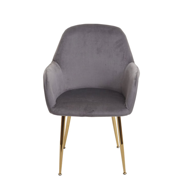 2er-Set Esszimmerstühle Retro Design Samt goldene Beine grau