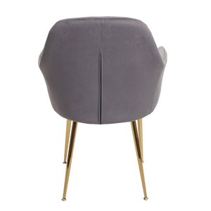 2er-Set Esszimmerstühle Retro Design Samt goldene Beine grau