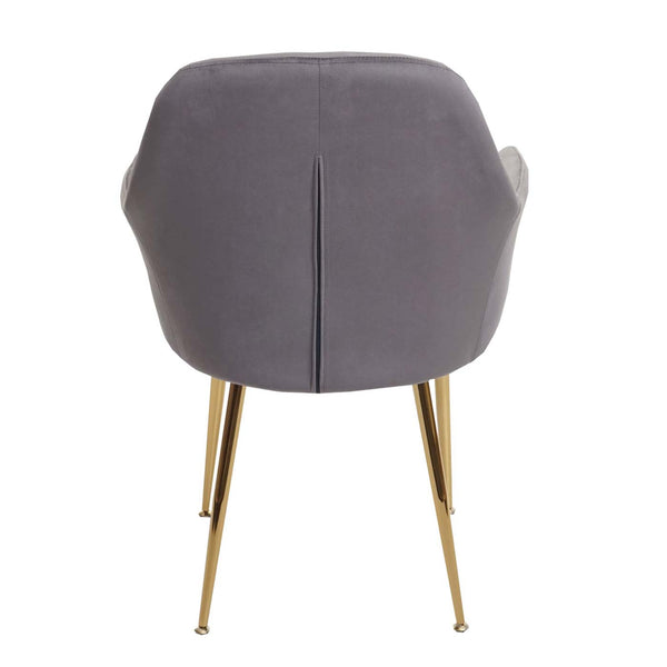 2er-Set Esszimmerstühle Retro Design Samt goldene Beine grau