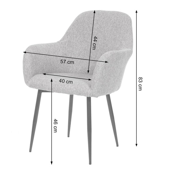 2er-Set Esszimmerstühle Retro Design Stoff schwarze Beine grau
