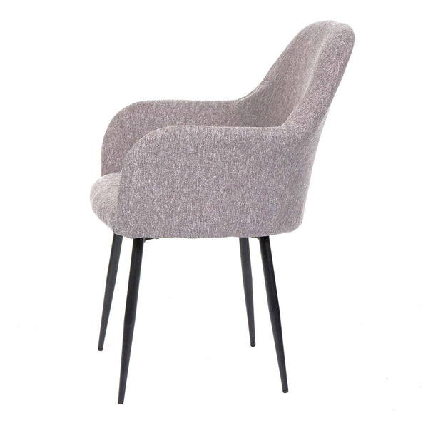 2er-Set Esszimmerstühle Retro Design Stoff schwarze Beine grau
