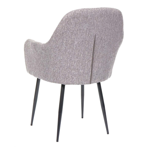 2er-Set Esszimmerstühle Retro Design Stoff schwarze Beine grau