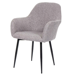 2er-Set Esszimmerstühle Retro Design Stoff schwarze Beine grau