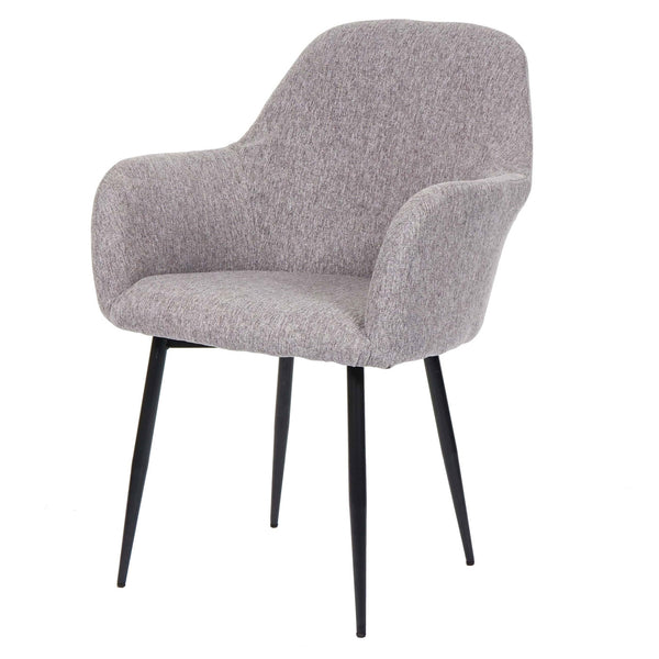 2er-Set Esszimmerstühle Retro Design Stoff schwarze Beine grau