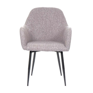 2er-Set Esszimmerstühle Retro Design Stoff schwarze Beine grau