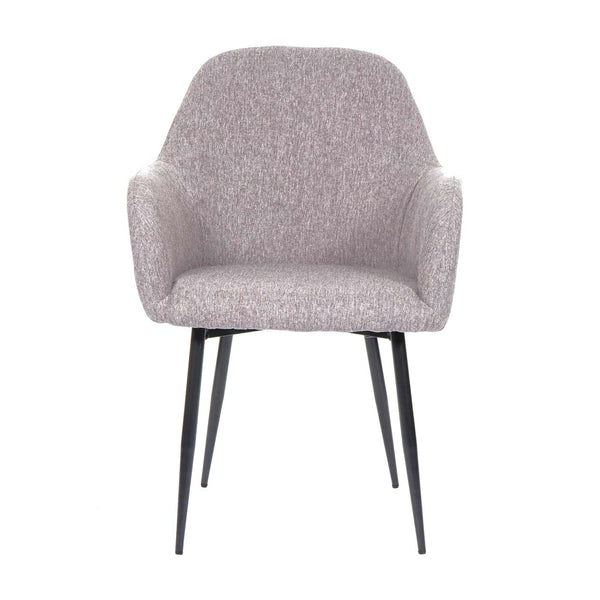 2er-Set Esszimmerstühle Retro Design Stoff schwarze Beine grau
