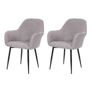2er-Set Esszimmerstühle Retro Design Stoff schwarze Beine grau