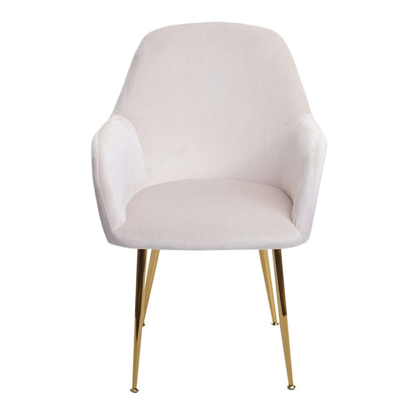 2er-Set Esszimmerstühle Retro Samt goldene Beine creme-weiss
