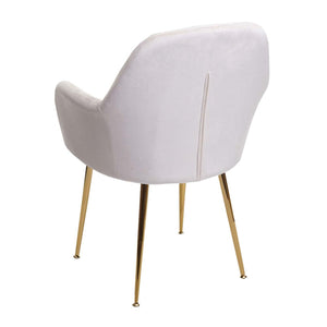 2er-Set Esszimmerstühle Retro Samt goldene Beine creme-weiss
