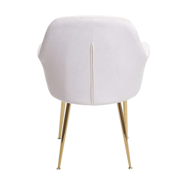 2er-Set Esszimmerstühle Retro Samt goldene Beine creme-weiss