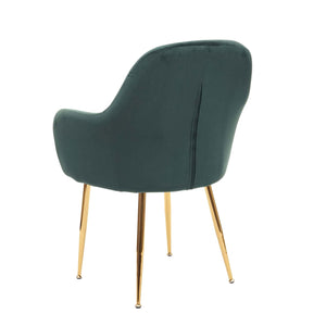 2er-Set Esszimmerstühle Retro Samt mit goldenen Beinen grün