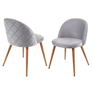 2er-Set Retro Esszimmerstühle Samt 50er Jahre Design hellgrau