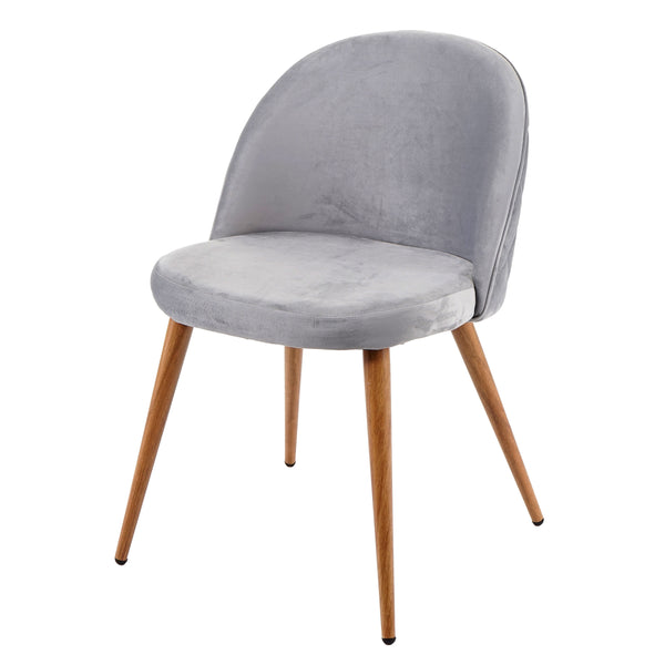 2er-Set Retro Esszimmerstühle Samt 50er Jahre Design hellgrau