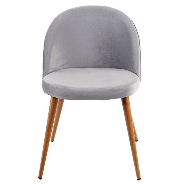 2er-Set Retro Esszimmerstühle Samt 50er Jahre Design hellgrau