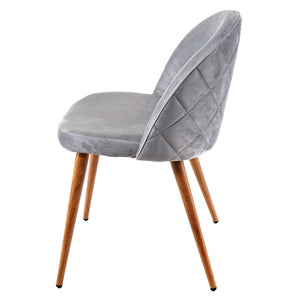 2er-Set Retro Esszimmerstühle Samt 50er Jahre Design hellgrau