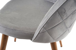 2er-Set Retro Esszimmerstühle Samt 50er Jahre Design hellgrau
