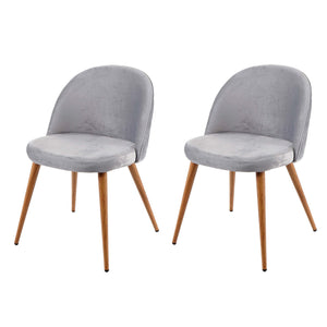 2er-Set Retro Esszimmerstühle Samt 50er Jahre Design hellgrau