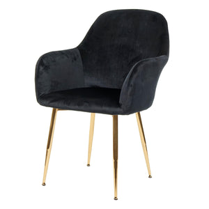 2er-Set Stühle Retro Design Samt goldene Beine schwarz