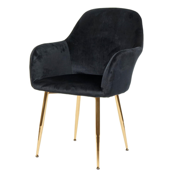 2er-Set Stühle Retro Design Samt goldene Beine schwarz