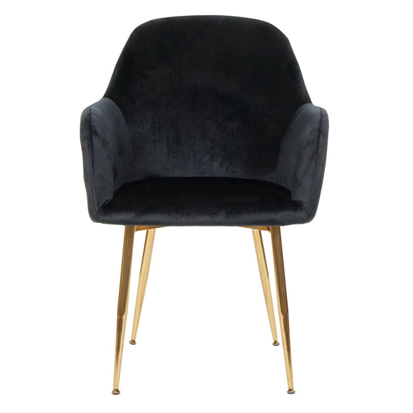 2er-Set Stühle Retro Design Samt goldene Beine schwarz