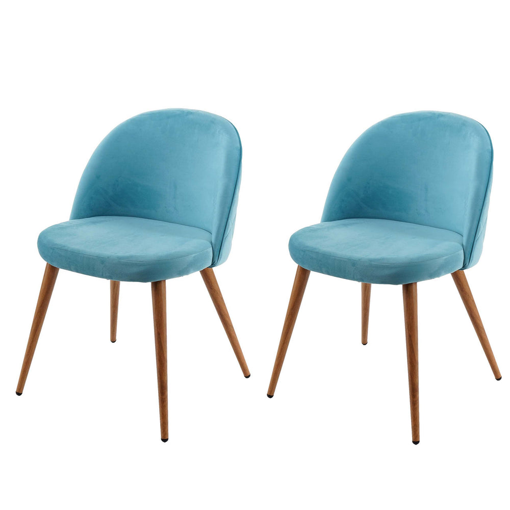2er-Set Esszimmerstühle Retro 50er Jahre Samt türkis