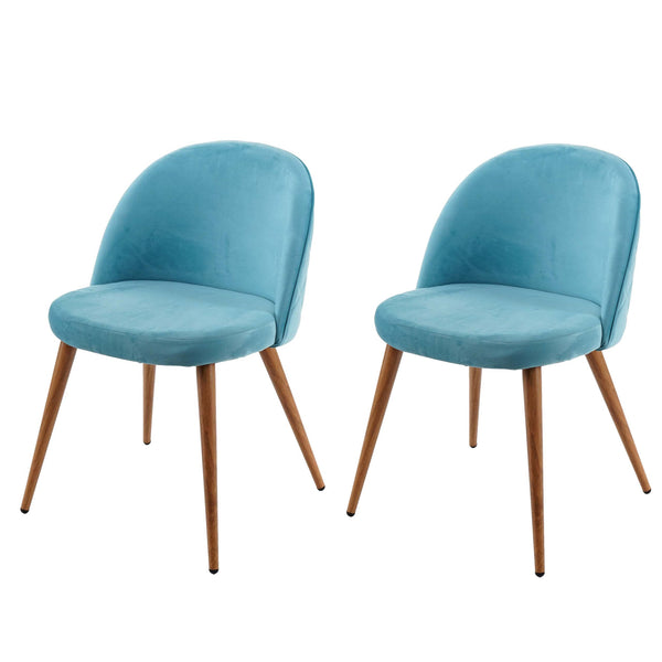2er-Set Esszimmerstühle Retro 50er Jahre Samt türkis