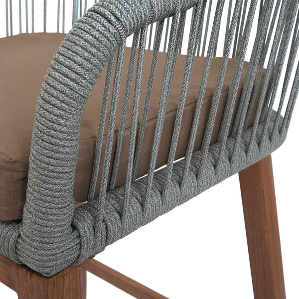 2er-Set Outdoor Rope-Barhocker Metall Holzoptik hellgrau taupe