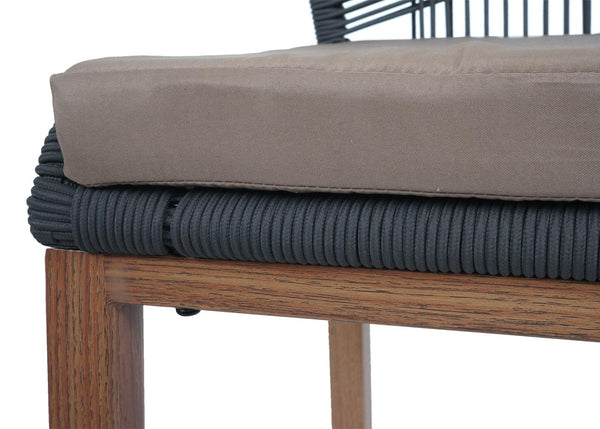 2er-Set Outdoor Rope-Barhocker Seilgeflecht Kissen taupe anthrazit