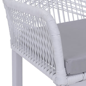 2er-Set Rope-Barhocker Outdoor mit Sitzpolster Seilgeflecht hellgrau