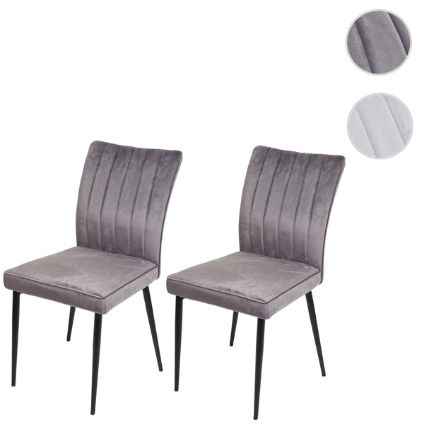 2er-Set Esszimmerstühle Samt Metall für Küche dunkelgrau
