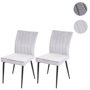 2er-Set Stühle Samt Metall für Esszimmer & Küche hellgrau