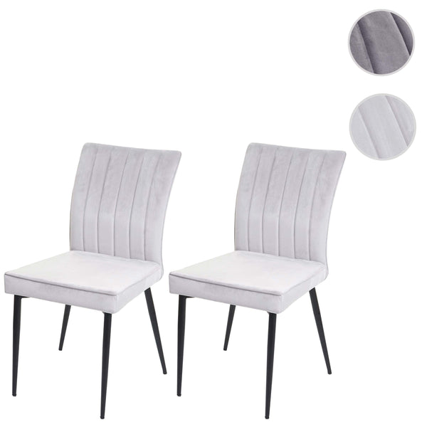 2er-Set Stühle Samt Metall für Esszimmer & Küche hellgrau