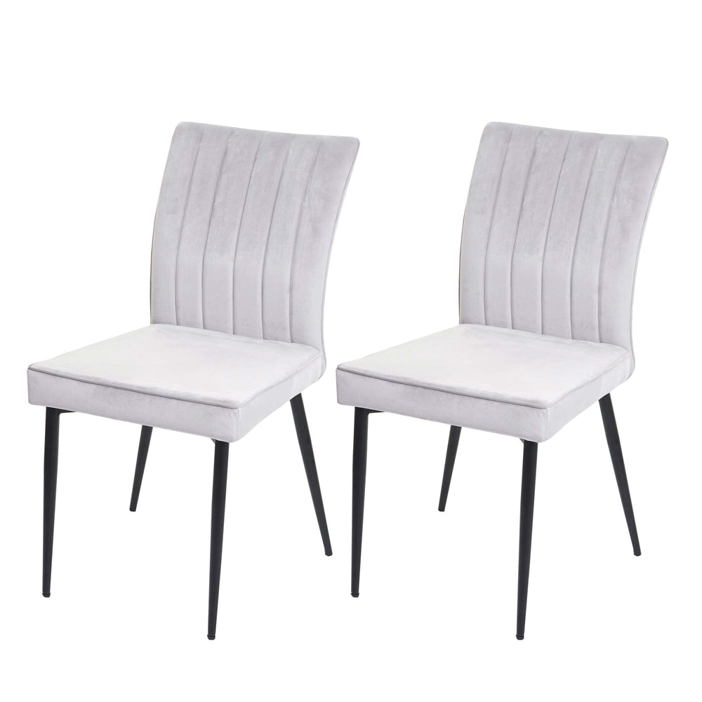2er-Set Stühle Samt Metall für Esszimmer & Küche hellgrau