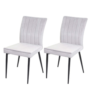 2er-Set Stühle Samt Metall für Esszimmer & Küche hellgrau