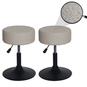 2er-Set Sitzhocker Schminkhocker höhenverstellbar drehbar Bouclé beige
