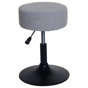 2er-Set Sitzhocker Schminkhocker höhenverstellbar drehbar Bouclé grau