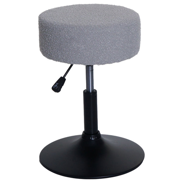 2er-Set Sitzhocker Schminkhocker höhenverstellbar drehbar Bouclé grau
