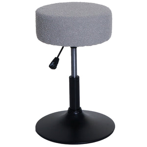2er-Set Sitzhocker Schminkhocker höhenverstellbar drehbar Bouclé grau
