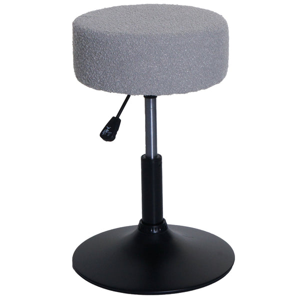 2er-Set Sitzhocker Schminkhocker höhenverstellbar drehbar Bouclé grau