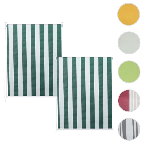 2er-Set Fensterrollo Seitenzugrollo blickdicht 100x160cm grün/weiss