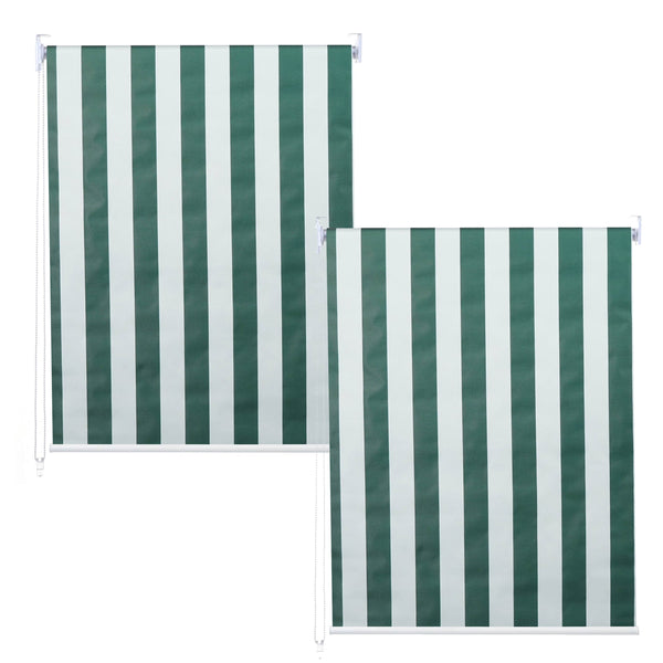 2er-Set Fensterrollo Seitenzugrollo blickdicht 100x160cm grün/weiss